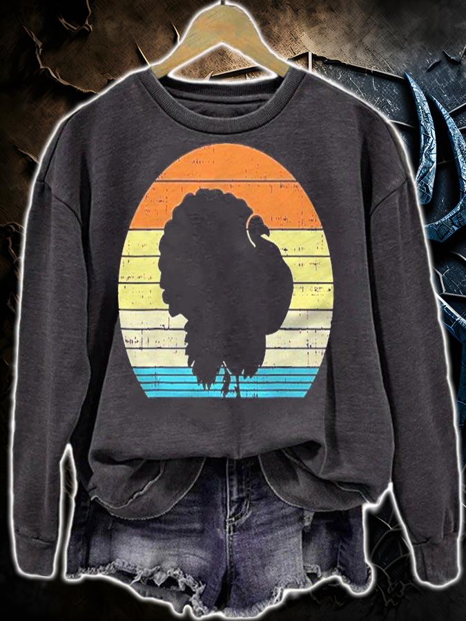 Turkey Day Sunset Retro Thanksgiving Fall Men Women Gift Shirt