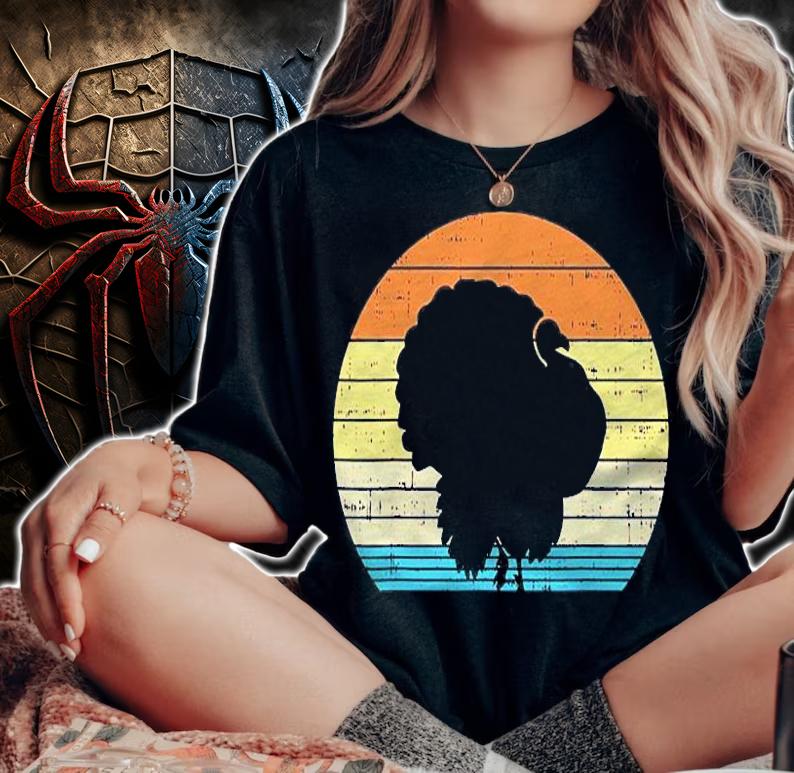 Turkey Day Sunset Retro Thanksgiving Fall Men Women Gift Shirt
