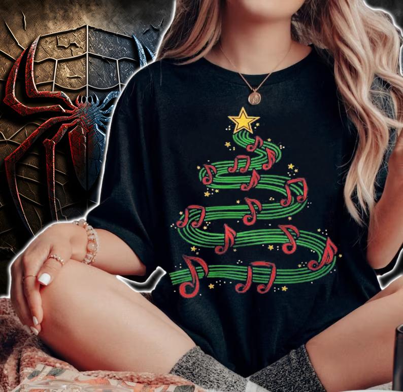 Christmas Tree Musical Notes Song Musician Singer Carols Music Shirt woman shirt