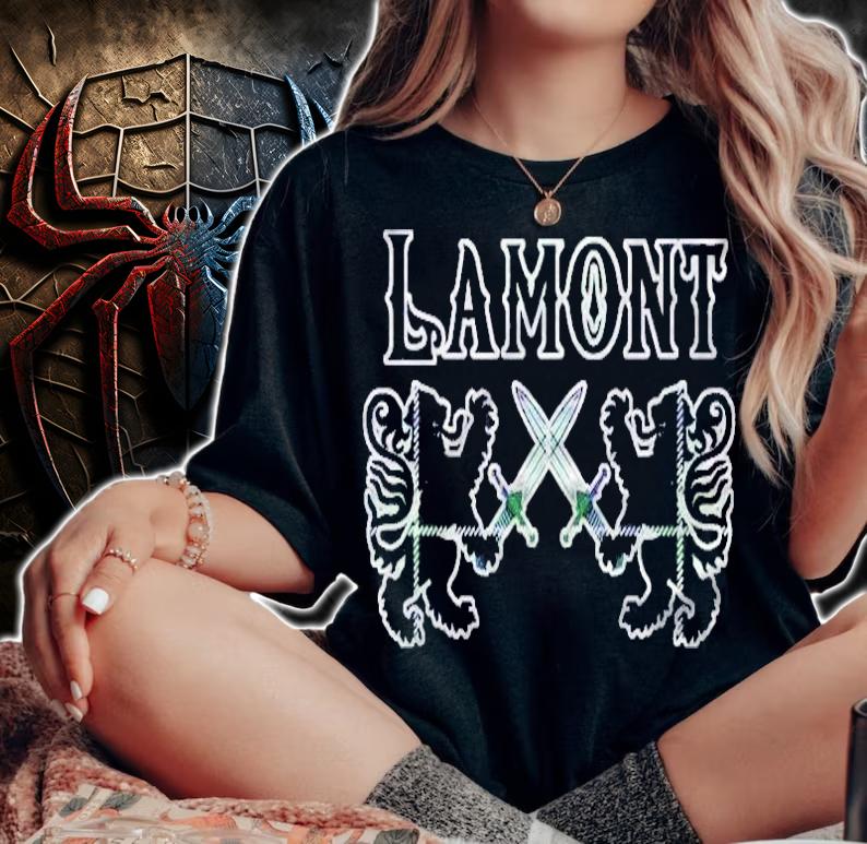 Clan Lamont Scottish Family Kilt Tartan Lion T-shirt woman shirt
