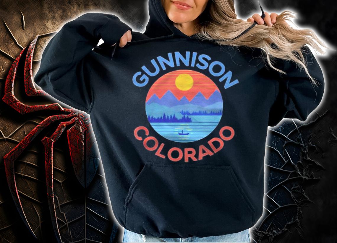 Gunnison Colorado Mountain Lake Retro Sunset Shirt hoodie