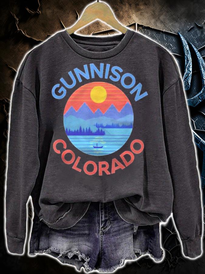 Gunnison Colorado Mountain Lake Retro Sunset Shirt sweatshirt