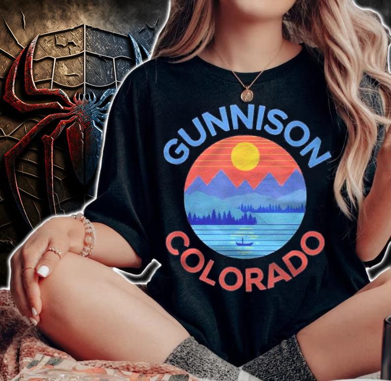 Gunnison Colorado Mountain Lake Retro Sunset Shirt woman shirt