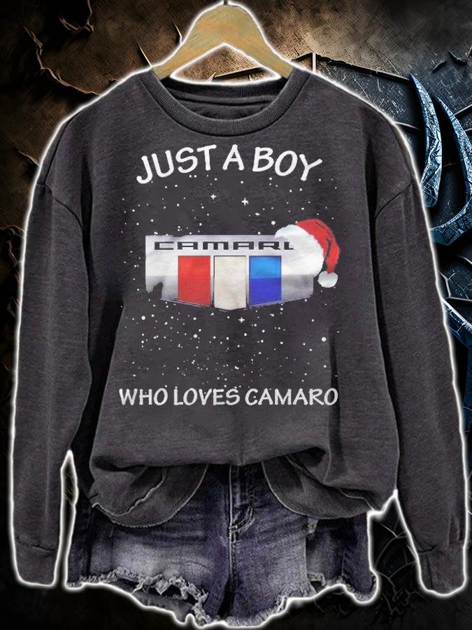 Just A Boy Who Loves Camaro And Christmas Shirt sweatshirt