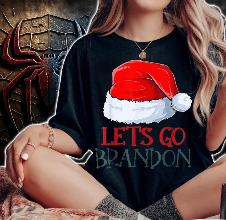 Lets Go Brandon Christmas Santa Hat Let's Go Brandon Xmas T-Shirt woman shirt