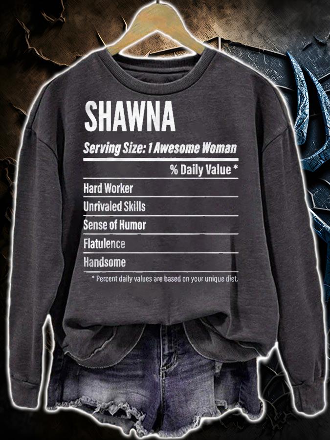 Shawna Nutritional Facts Serving Size Shirt