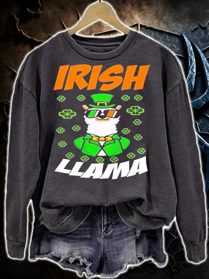 Irish Llama Alpaca Face Cute St Patrick's Day T-Shirt