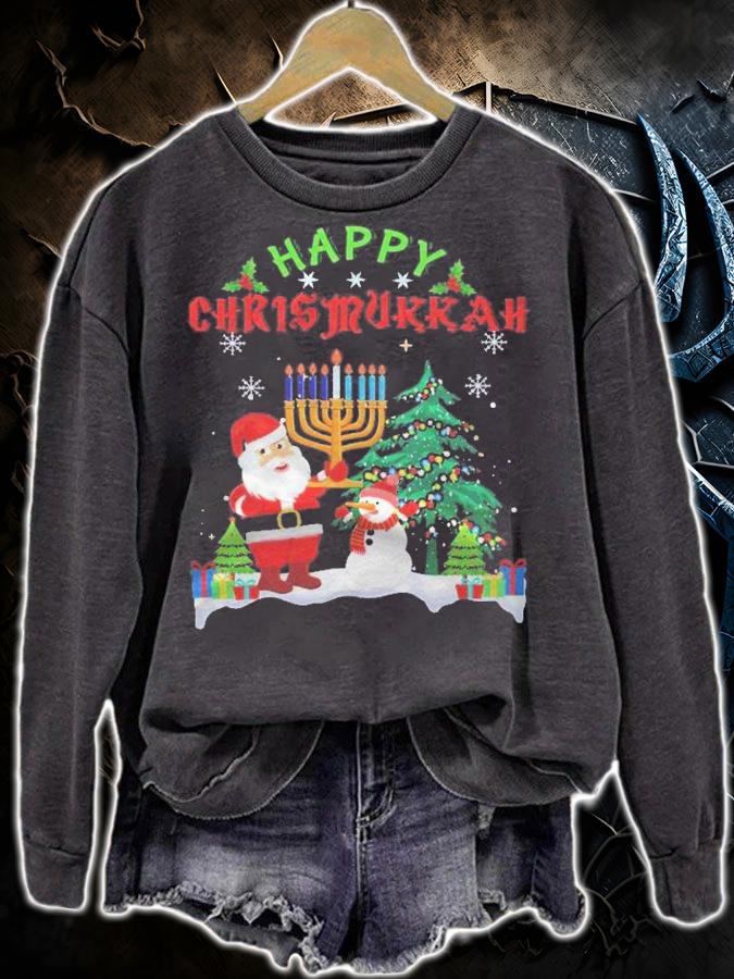 Santa Menorah Christmukkah X-Mas Christmas Hanukkah Shirt sweatshirt