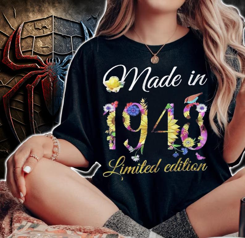Made In 1948 Tee 73 Years Old Sunflowers Floral 73Rd Birthday Shirt woman shirt