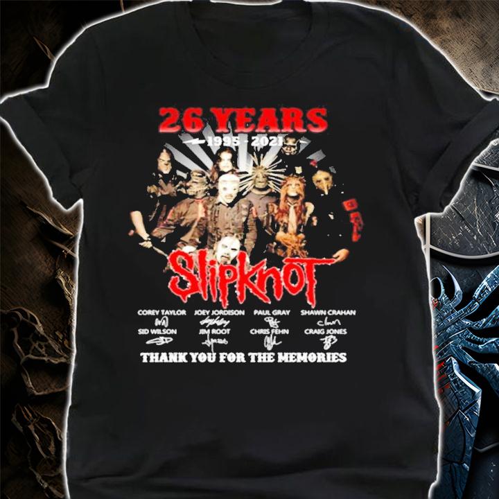 26 years 1995-2021 Slipknot thank you for the memories t-shirt
