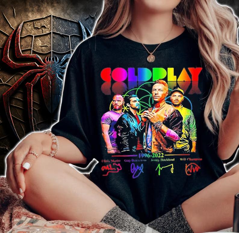 Coldplay Rock Band 1996 2022 Signatures T-Shirt