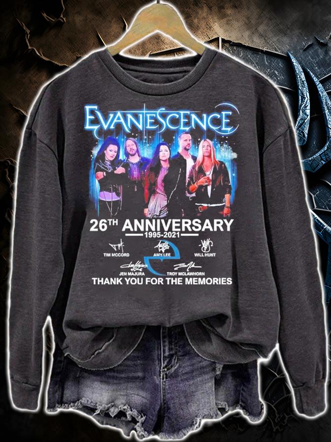 Evanescence 26th Anniversary 1995-2021 Signatures Thank You For The Memories Shirt sweatshirt