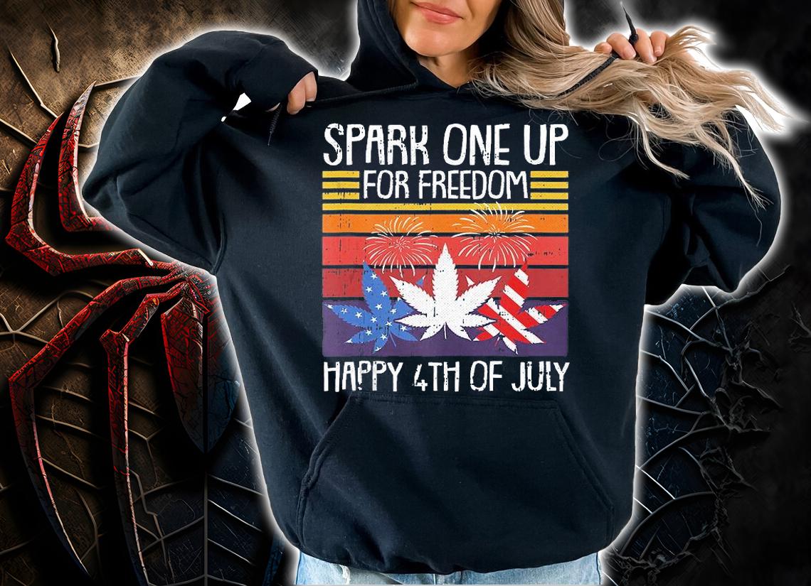 For Freedom 4th Of July Weed American Flag Marijuana Stoner T-Shirt hoodie