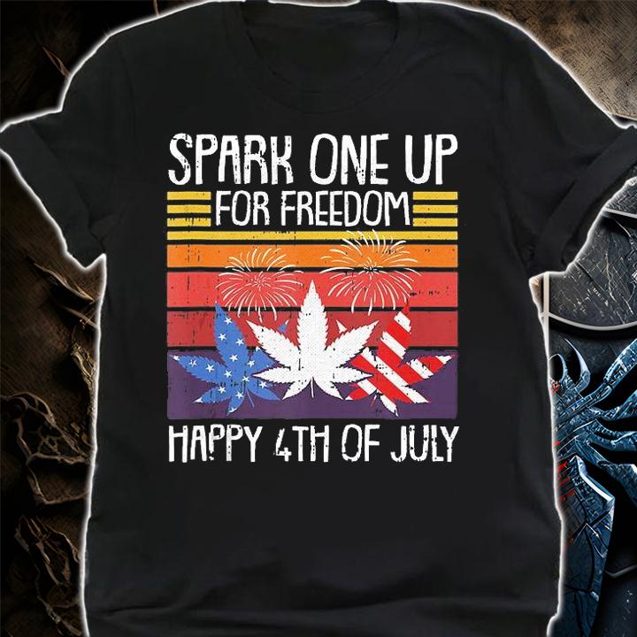 For Freedom 4th Of July Weed American Flag Marijuana Stoner T-Shirt shirt
