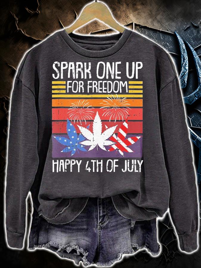 For Freedom 4th Of July Weed American Flag Marijuana Stoner T-Shirt sweatshirt