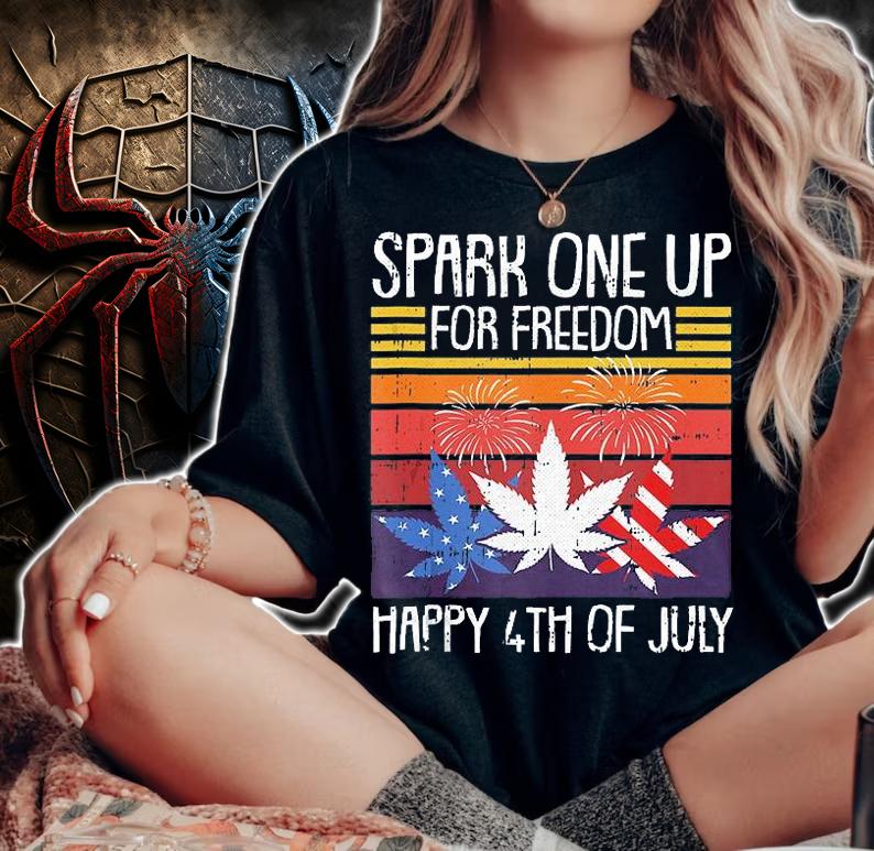 For Freedom 4th Of July Weed American Flag Marijuana Stoner T-Shirt woman shirt