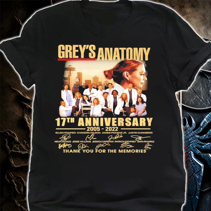 Grey's Anatomy 17th Anniversary 2005-2022 Signatures Thank You For The Memories Shirt shirt