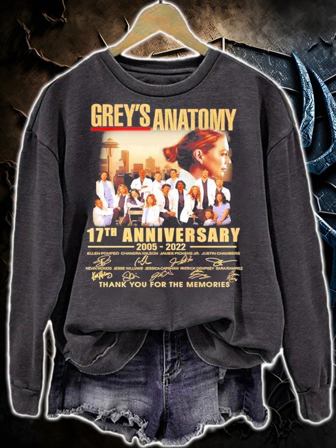 Grey's Anatomy 17th Anniversary 2005-2022 Signatures Thank You For The Memories Shirt sweatshirt