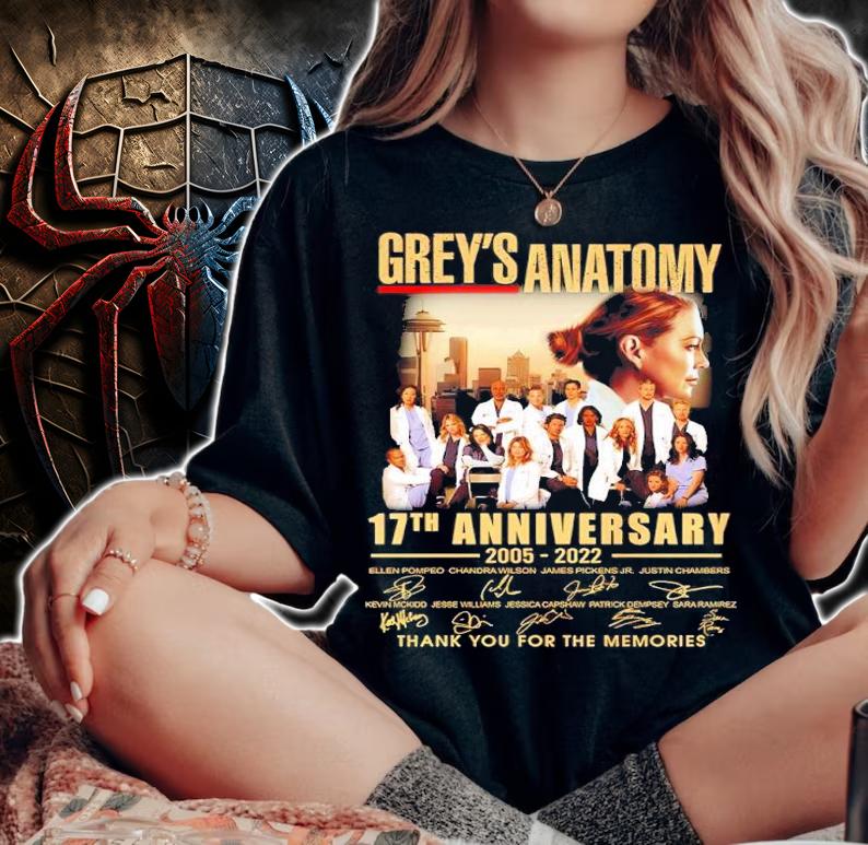 Grey's Anatomy 17th Anniversary 2005-2022 Signatures Thank You For The Memories Shirt woman shirt