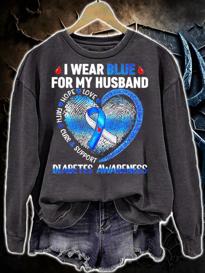 I Wear Blue For My Husband Diabetes Awareness Family T-Shirt sweatshirt