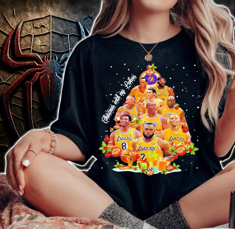Los Angeles Lakers Christmas With My Lakers Christmas Tree Shirt woman shirt