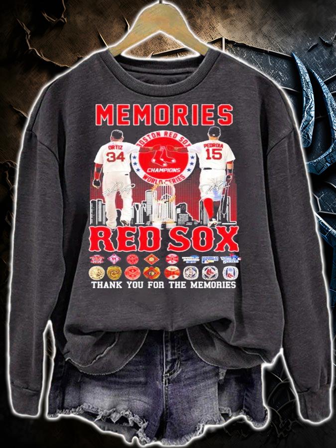 Memories Boston Red Sox Champions David Ortiz Vs Dustin Pedroia Signatures Thank You For The Memories Shirt sweatshirt