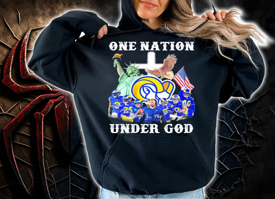 Official Los Angeles Rams One Nation Under God Signatures Shirt hoodie