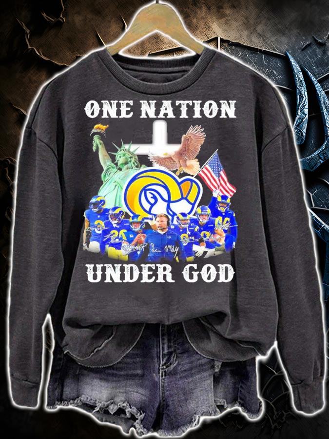 Official Los Angeles Rams One Nation Under God Signatures Shirt sweatshirt