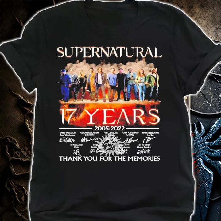 Official Supernatural 17 Years 2005-2022 Signatures Thank You For The Memories Shirt shirt