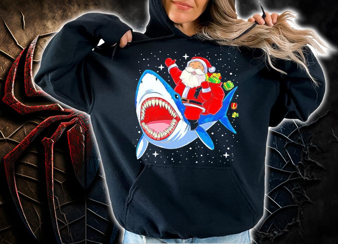 Santa Claus Ride Shark Christmas Shirt