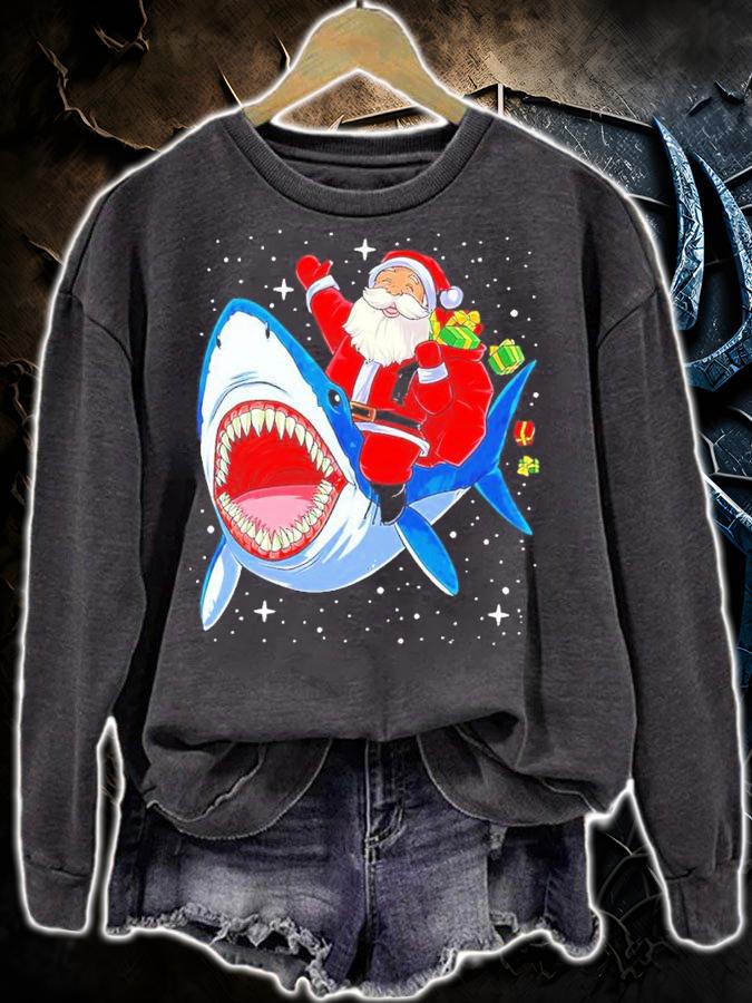 Santa Claus Ride Shark Christmas Shirt