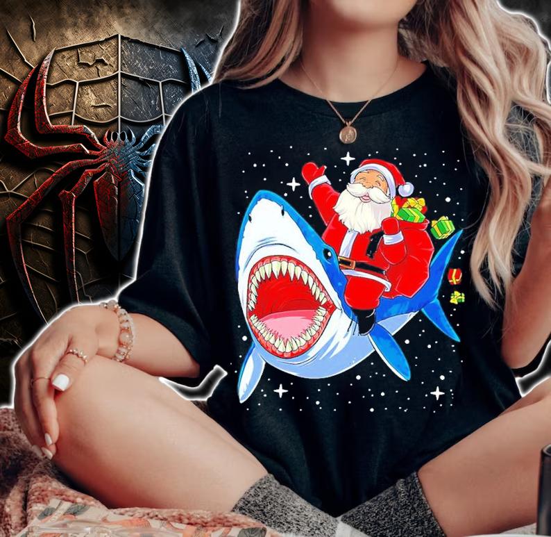 Santa Claus Ride Shark Christmas Shirt