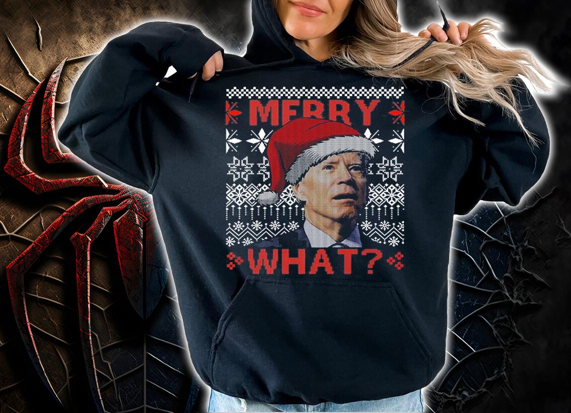 Santa Joe Biden Merry What Confused Funny Ugly Christmas T-Shirt hoodie