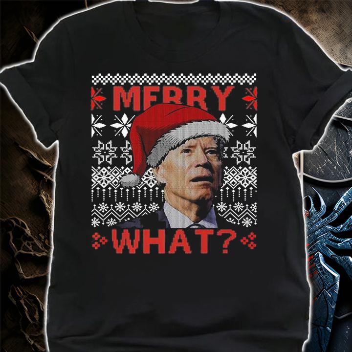 Santa Joe Biden Merry What Confused Funny Ugly Christmas T-Shirt shirt
