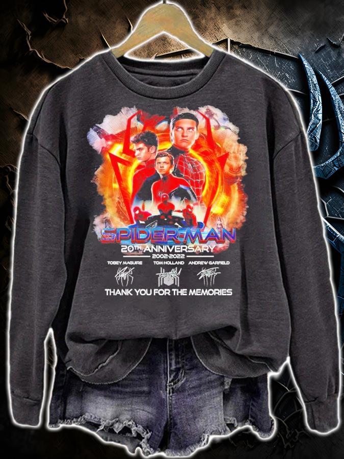 Spider-Man 20th Anniversary 2002-2022 Andrew Garfield Tom Holland And Tobey Maguire Signatures Thank You For The Memories Shirt sweatshirt
