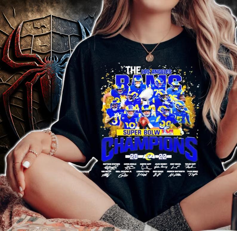 The Los Angeles Rams Super Bowl LVI Champion 2022 Signatures Shirt woman shirt