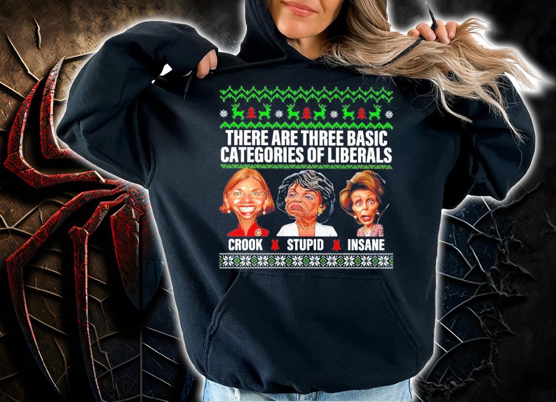 There Are Three Basic Categories Of Liberals Ugly Christmas Shirt hoodie