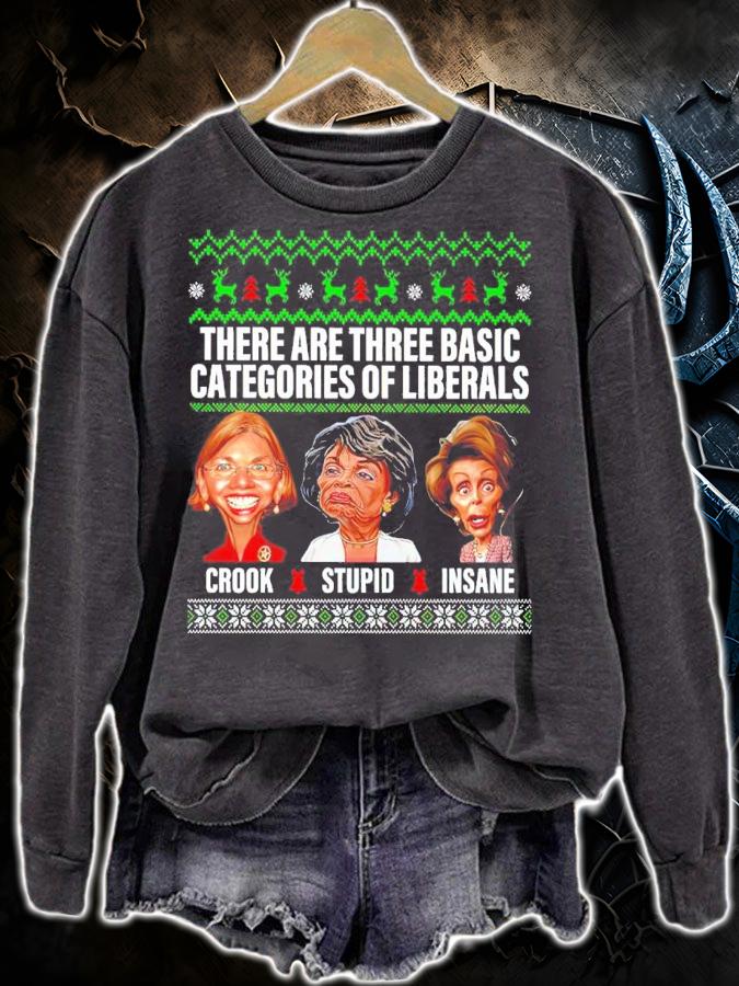 There Are Three Basic Categories Of Liberals Ugly Christmas Shirt sweatshirt