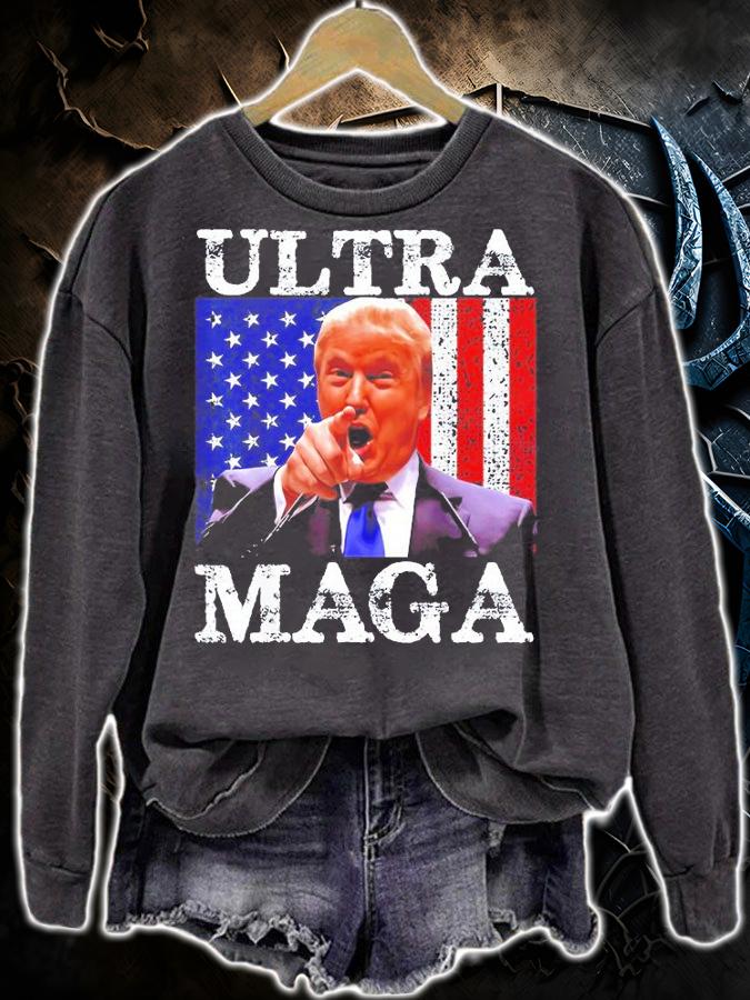 Ultra Mega King Trump Vintage American US Flag Anti Biden T-Shirt sweatshirt