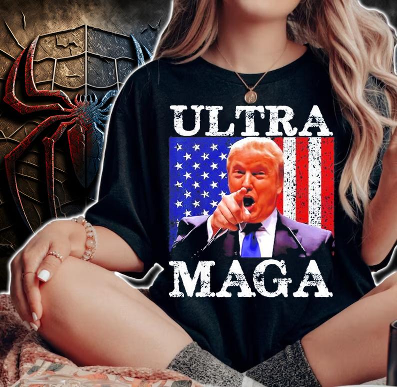 Ultra Mega King Trump Vintage American US Flag Anti Biden T-Shirt woman shirt