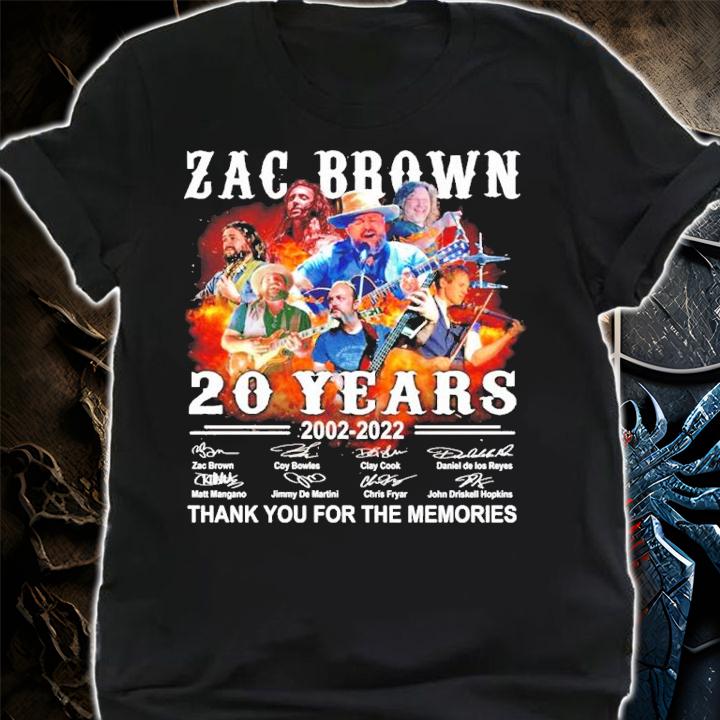 Zac Brown 20 Years 2002-2022 Signatures Thank You For The Memories Shirt shirt