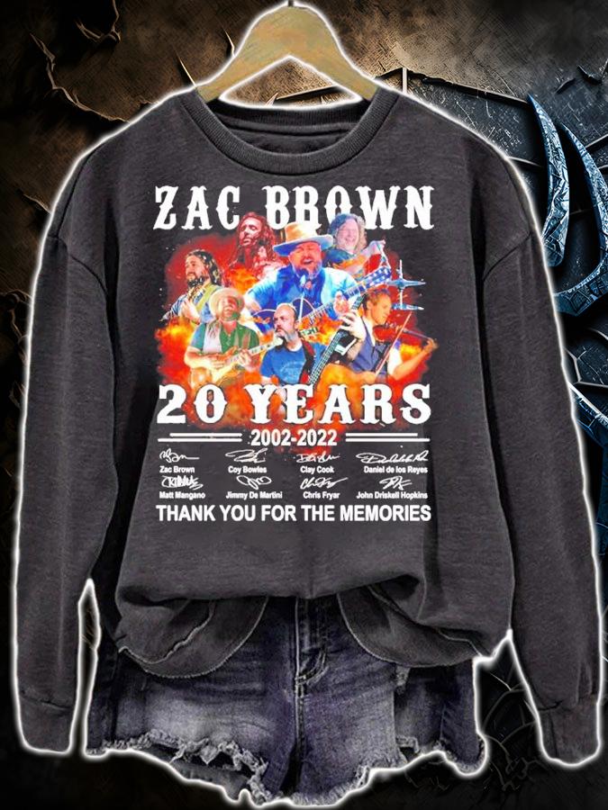 Zac Brown 20 Years 2002-2022 Signatures Thank You For The Memories Shirt sweatshirt