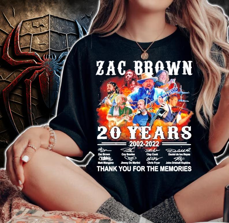 Zac Brown 20 Years 2002-2022 Signatures Thank You For The Memories Shirt woman shirt