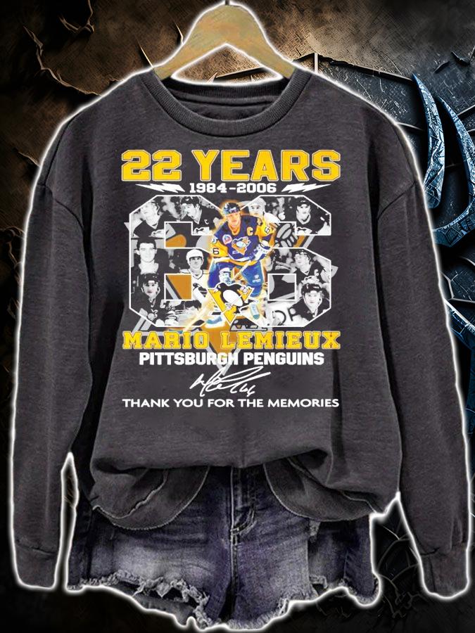 22 years 1984-2006 Mario Lemieux Pittsburgh Penguins signature shirt sweatshirt