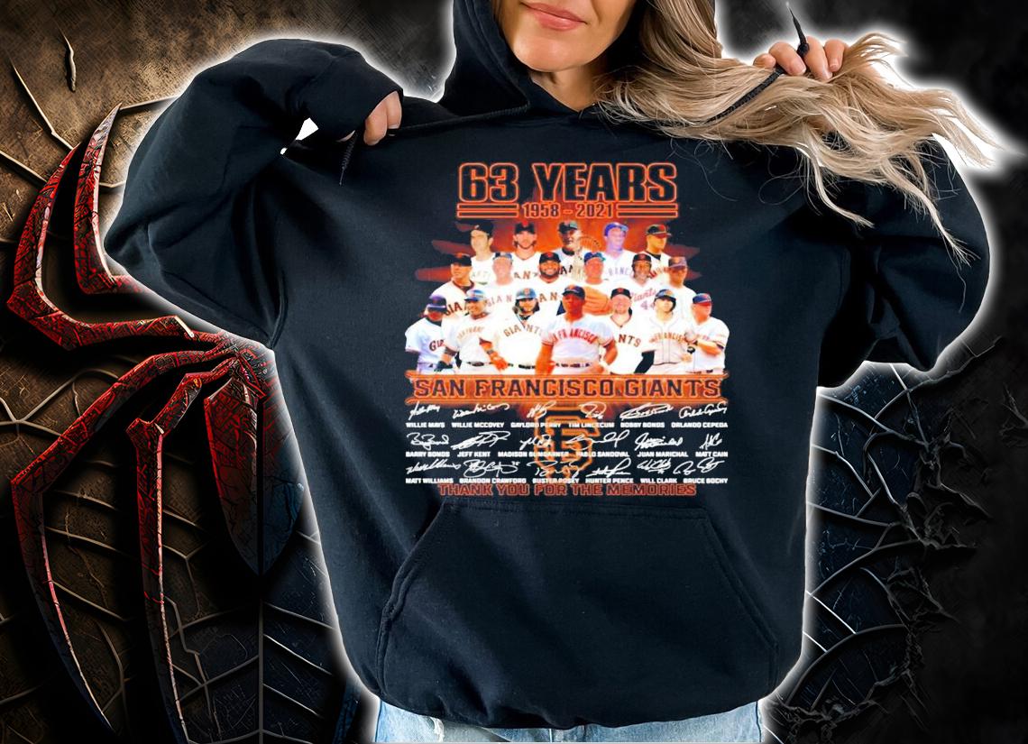 63 years 1958-2021 San Francisco Giants signatures shirt hoodie