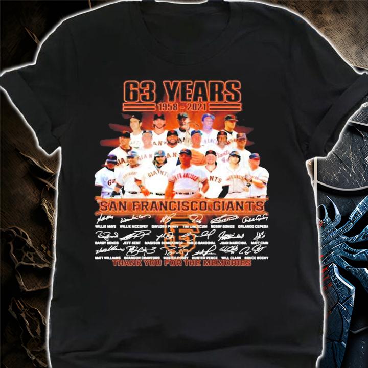 63 years 1958-2021 San Francisco Giants signatures shirt shirt