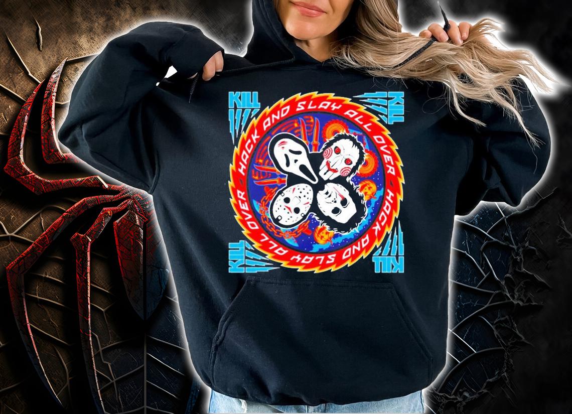 Horrormovies hack and slay all over shirt