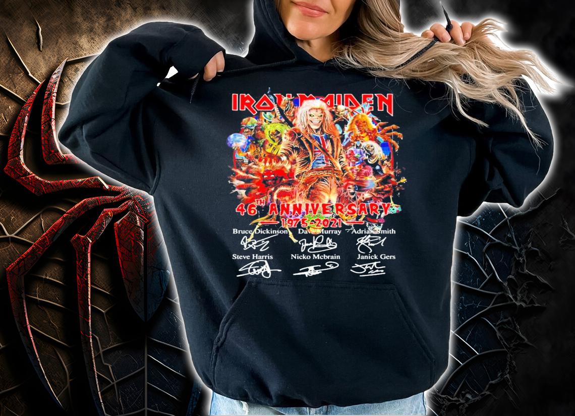 Iron Maiden 46th anniversary 1975-2021 signatures shirt hoodie