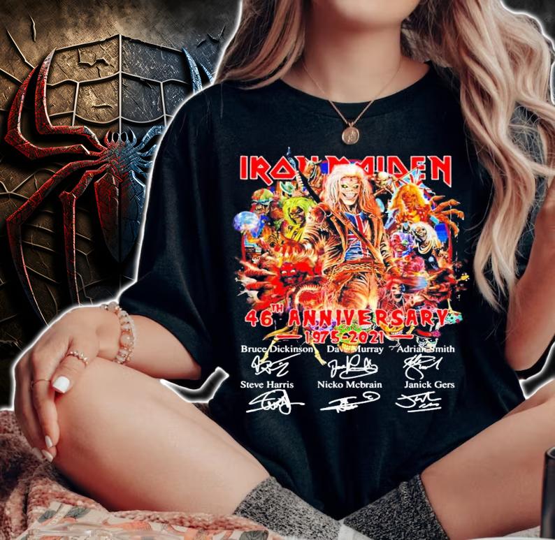 Iron Maiden 46th anniversary 1975-2021 signatures shirt woman shirt