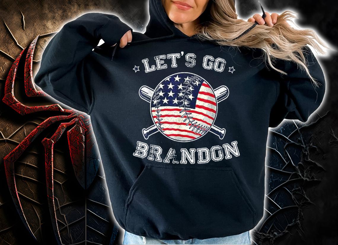 Let's Go Brandon Baseball Bat USA Flag Vintage Anti Biden T-Shirt hoodie